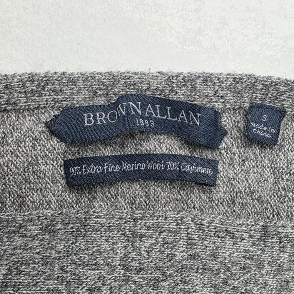 Brown Allan Gray Merino Wool Cashmere Scoop Neck Sweater Size Small